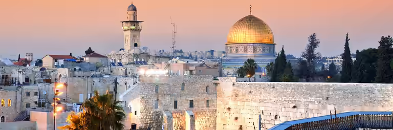 Klagemauer bei Abendrot in Jerusalem